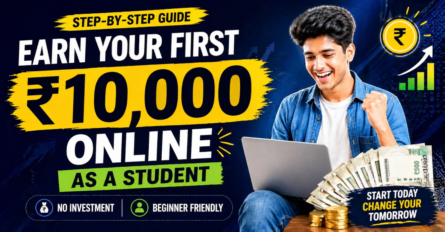 How to Earn Your First ₹10,000 Online as a Student or Beginner in 2026 (Step-by-Step Beginner Guide)